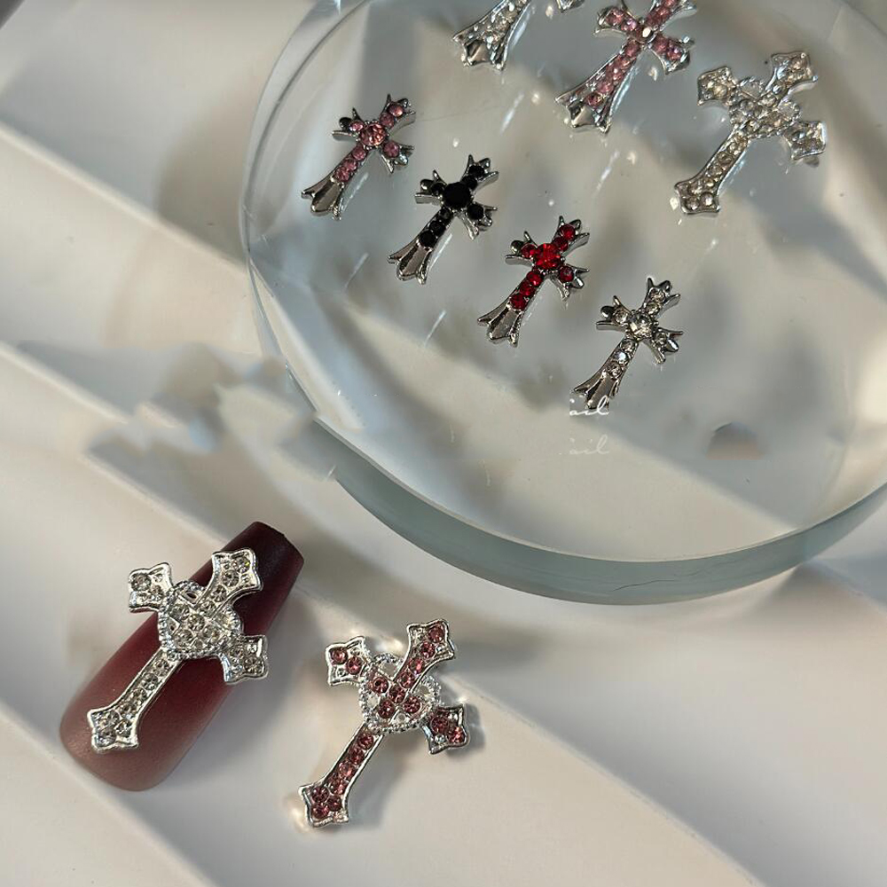 5Pcs XXL Silver Cross Luxury N - đánh giá và giá Nail Art Xxl