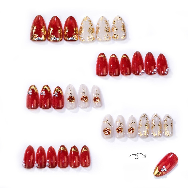 24PCS Gilt Rose Almond Stick o - đánh giá và giá Nail Art Cat Eye Simple