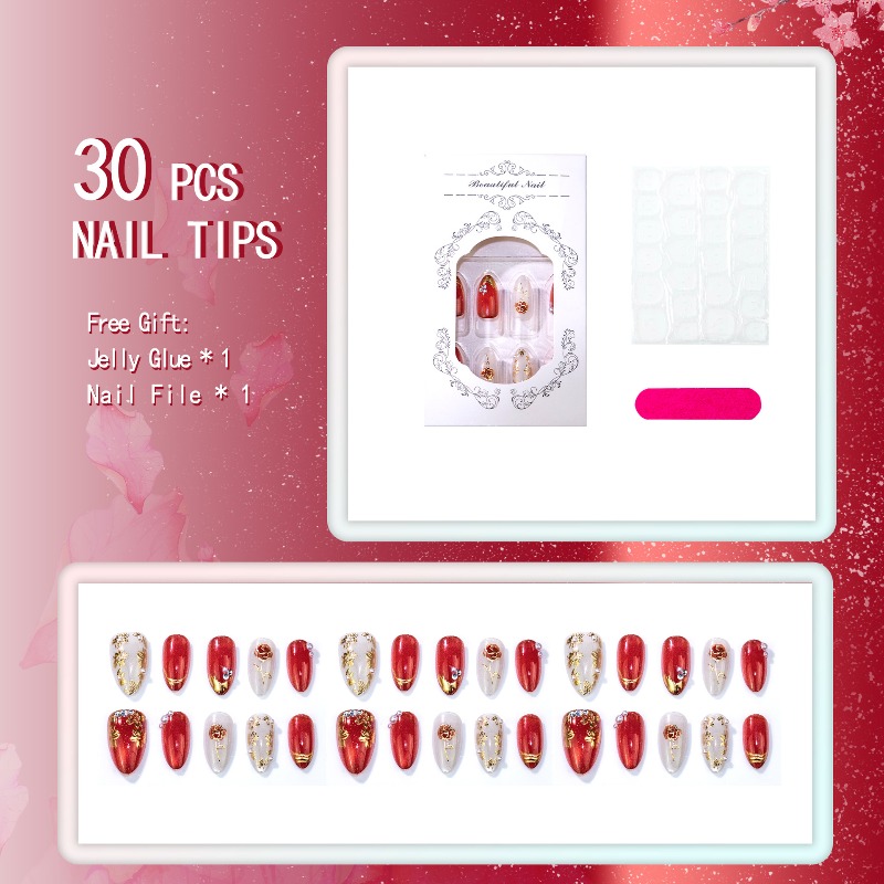 24PCS Gilt Rose Almond Stick o - đánh giá và giá Nail Art Cat Eye Simple
