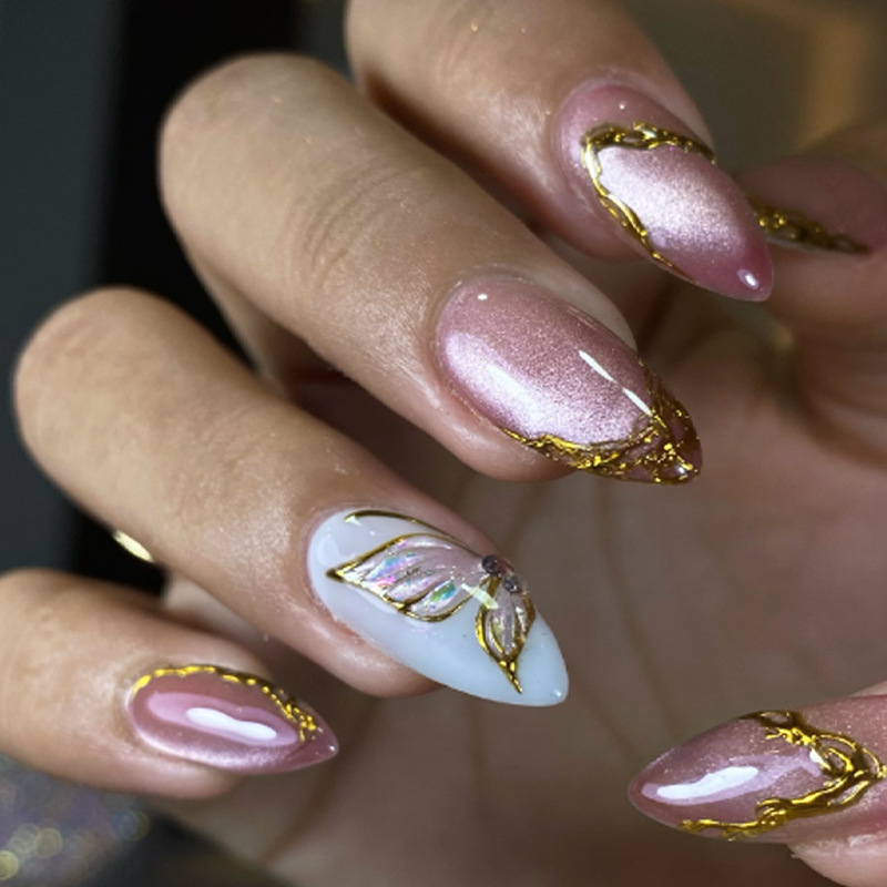 Cat Eye Almond False Nails Gol - đánh giá và giá Nail Art Cat Eye Simple