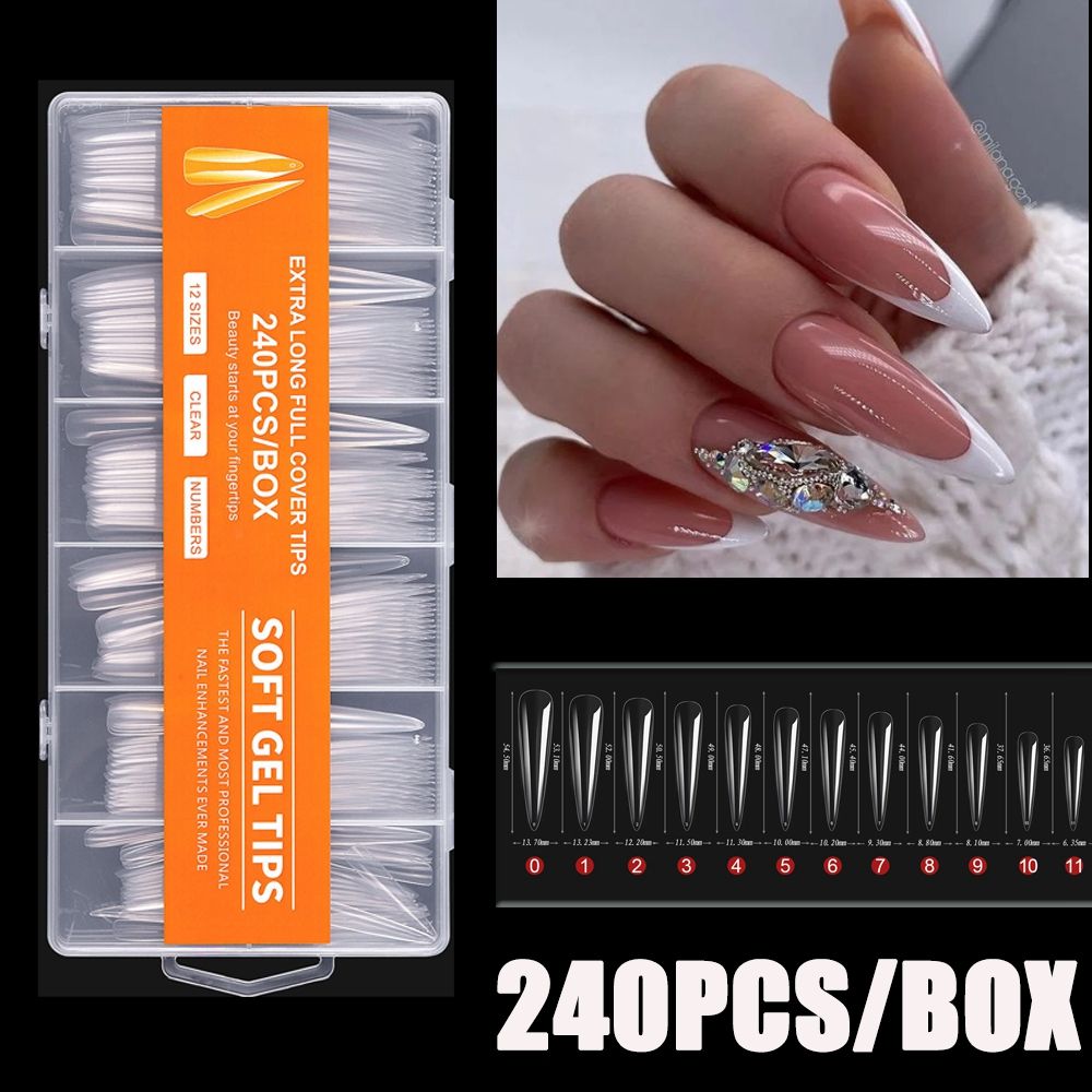 240Pcs/Box Transparent XXL Ful - đánh giá và giá Nail Art Xxl