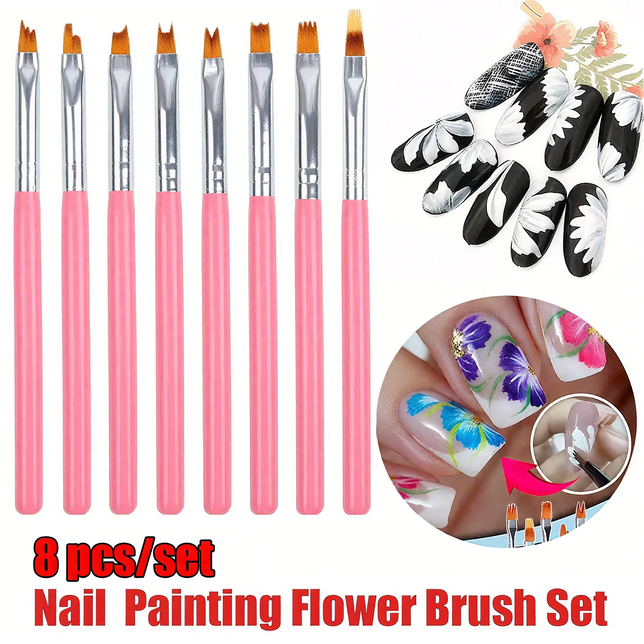 8-Piece Nail Art Brush Set – Z - đánh giá và giá Nail Art Zig Zag