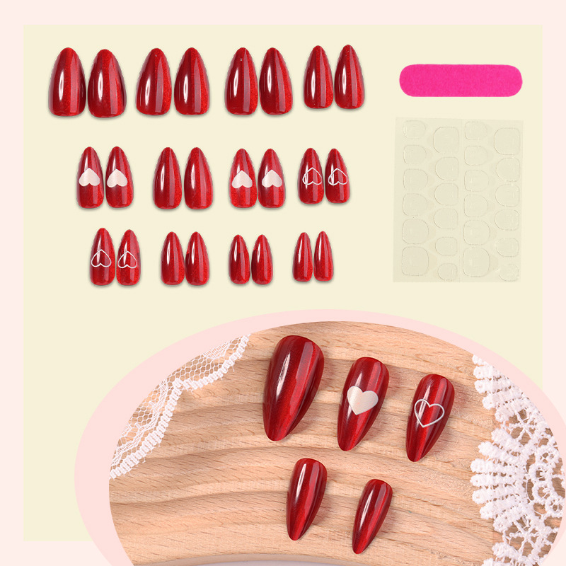 24PCS Simple Red Cat Eye Almon - đánh giá và giá Nail Art Cat Eye Simple
