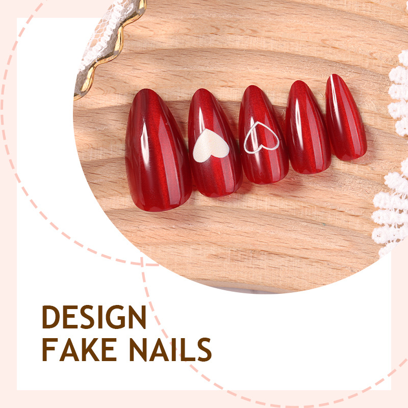 24PCS Simple Red Cat Eye Almon - đánh giá và giá Nail Art Cat Eye Simple