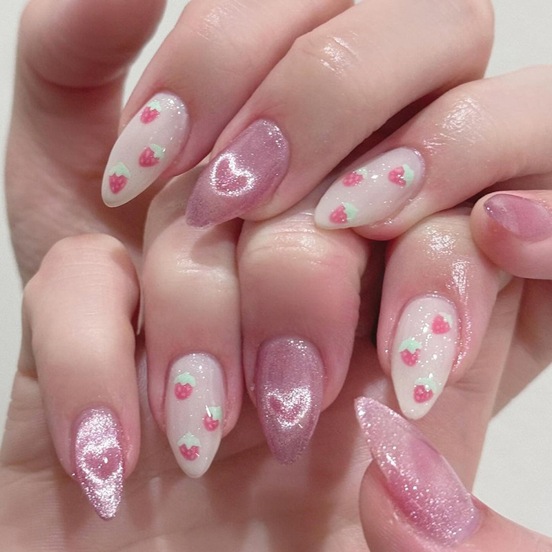 24pcs Cat Eye Almond Press on  - đánh giá và giá Nail Art Cat Eye Simple
