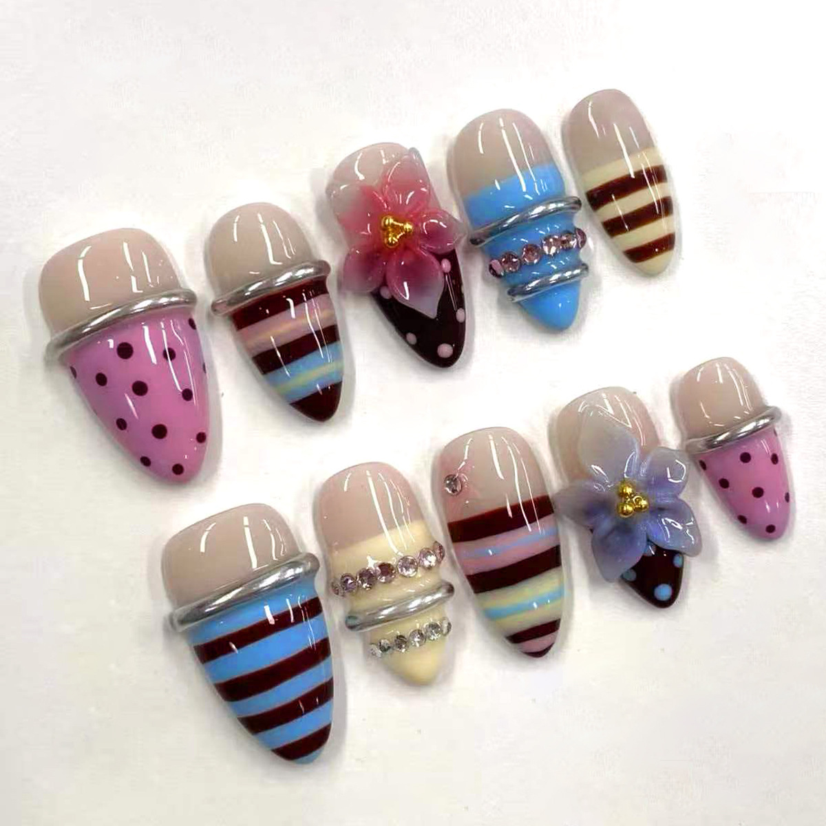 24pcs Cat Eye Almond Press on  - đánh giá và giá Nail Art Cat Eye Simple