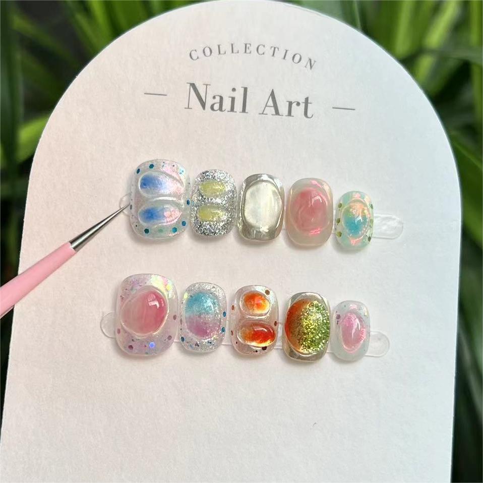 10pcs Short Black Cat Eye Squa - đánh giá và giá Nail Art Cat Eye Simple