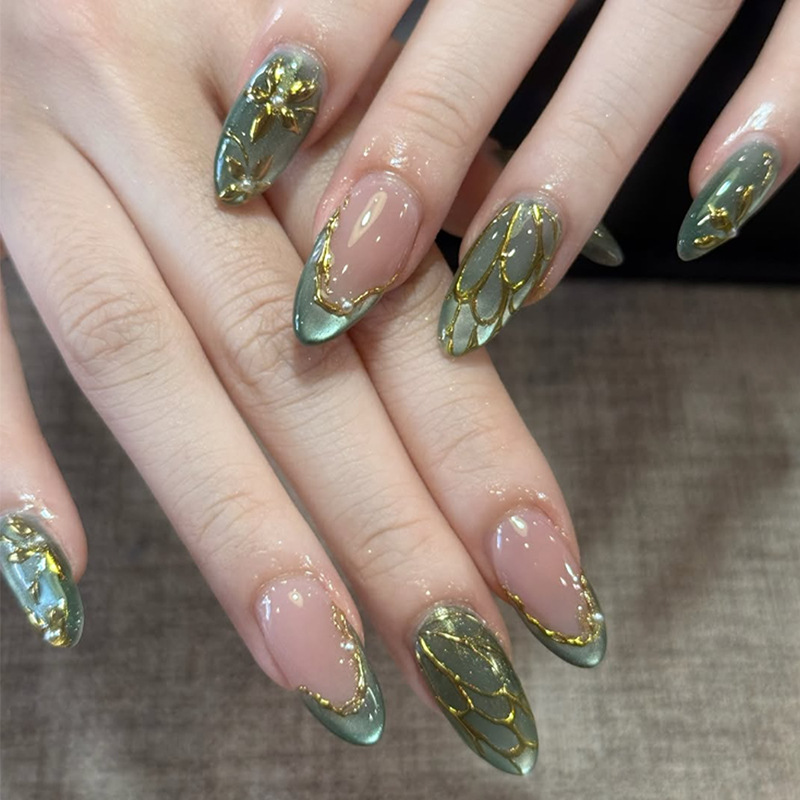 24pcs Simple French Almond Pre - đánh giá và giá Nail Art Cat Eye Simple