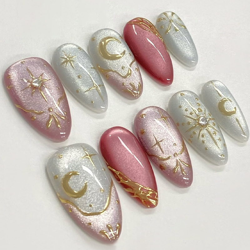 24pcs Simple French Almond Pre - đánh giá và giá Nail Art Cat Eye Simple