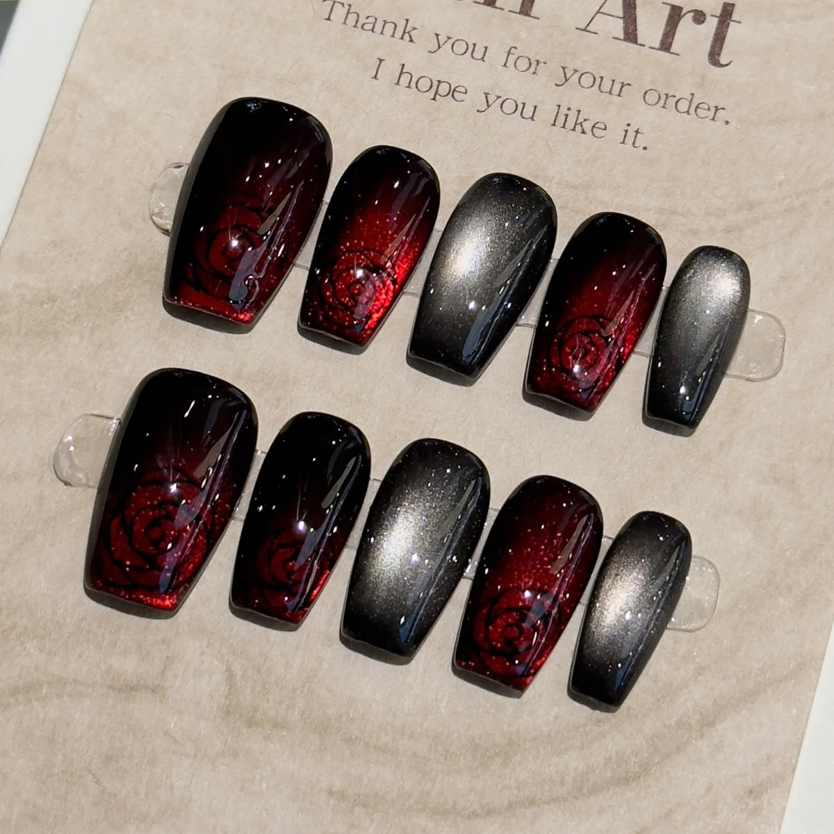 10Pcs Retro Fall Handmade Nail - đánh giá và giá Nail Art Cat Eye Simple