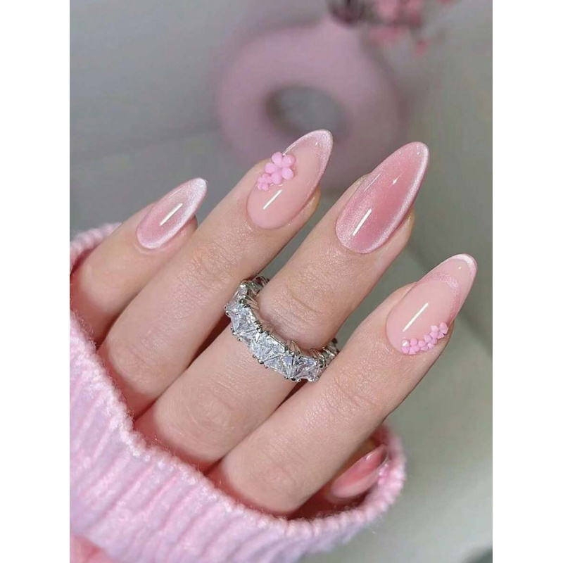 10 Pcs Handmade Medium Almond  - đánh giá và giá Nail Art Cat Eye Simple